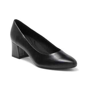 New Easy Spirit Nicole Almond Toe Pump in Black Faux Leather Women's Size 9.5